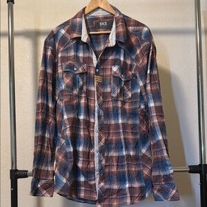 BKE Red and Blue Casual Button Down Shirt